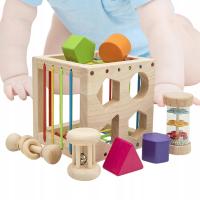 KOSTKA SENSORYCZNA SORTER KLOCKÓW ELASTYCZNA EDUKACYJNA MONTESSORI 6W1