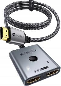 N734 Przełącznik HDMI 2 w 1 wyjście 4K@60Hz, WARRKY