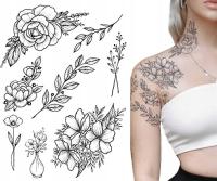 Сильные татуировки моющиеся временные цветы веточки большой выбор дизайна TM255