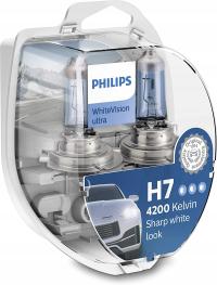 PHILIPS WHITEVISION ULTRA Żarówki samochodowe H7 Białe światło W5W Gratis