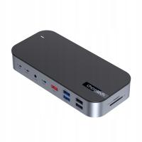 CHOETECH HUB USB-C - USB-C PD/USB-C/USB A/HDMI/VGA/DP/SD/TF/RJ45/AUX SZARY