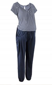 3B5B01 BONPRIX KOMBINEZON CIĄŻOWY BAWEŁNIANY GRANOWY/ PASKI 40/42