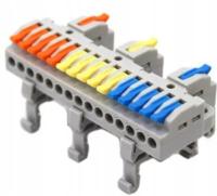 Szybkozłączka przelotowa rozdzielacz 3 na 15 na szynę DIN 600V 32A KV4315G