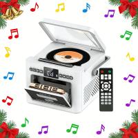 ODTWARZACZ CD + KASETA BLUETOOTH RADIO FM DISCMAN MP3 AUX GŁOŚNIKI Z PILOT