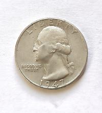 USA, 1/4 (25 centów) DOLARA 1947, Washington Silver Quarter