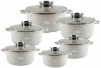 ZESTAW GARNKÓW INDUKCJA GAZ KOMPLET GARNKI POKRYWKI GARNEK MARMUROWE 12 EL.