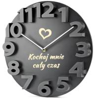 Настенные часы черный большой 350 мм с вашими цифрами 3D для подарка