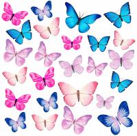 Вафельные бабочки 3D красочные бабочки для торта 25шт