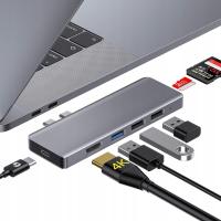 Koncentrator USB C, 7 w 1, adapter USB C z Thunderbolt 3 100 W PD, 4 K HDMI