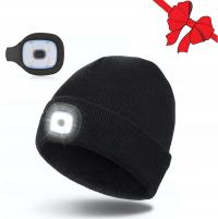 Зимняя шапка мужская теплая женская с USB светодиодный фонарик Рождественский подарок