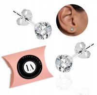 Srebrne kolczyki białe cyrkonie sztyft srebro 925 na prezent LAPRII