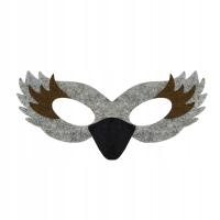 MASKA PTASZEK MASKA WRÓBELKA STRÓJ SOWA KOSTIUM ZIĘBA BAL WIOSNY FILC SZARA