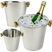 WIADERKO DO LODU ZE STALI NIERDZEWNEJ POJEMNIK NA KOSTKI LODU I SZAMPANA 2L