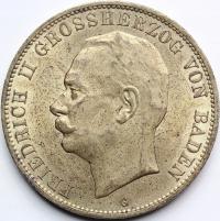 5 MAREK KAISERREICH BADENIA 1909 FRIEDRICH II UNC Nr.3