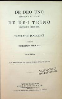 Christiano Pesch - De Deo Uno 1899