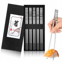 Палочки для еды премиум нержавеющая сталь 5 пар серебро