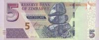 Zimbabwe - 5 Dollars - 2016 - P100 - St.1