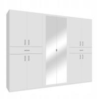 Большой шкаф для спальни с зеркальными ящиками белый 250 гардеробная 270 см ш