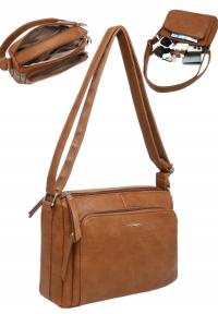 Torebka Torba Damska Listonoszka LUIGISANTO Pasek V6605 Camel