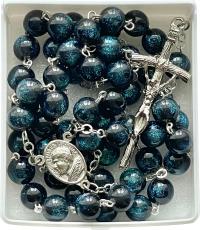 ЧЕТКИ АКРИЛОВЫЕ ГРАНАТ БИРЮЗА В КОРОБКЕ БОГОМАТЕРЬ ЧЕНСТОХОВСКАЯ ПАПА