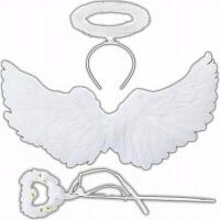 STRÓJ SKRZYDŁA AUREOLA RÓŻDŻKA SKRZYDEŁKA ANIOŁKA ZESTAW ANIOŁA JASEŁKA BAL