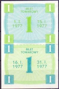 PRL BILET TOWAROWY KARTKI NA CUKIER 1+1kg. 01.1977