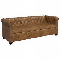 Trzyosobowa Sofa Chesterfield Pikowana Brązowa 200,5x76x70 cm