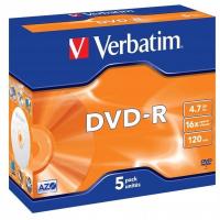 Płyty Verbatim DVD-R 4,7GB Matt Silver 5szt box