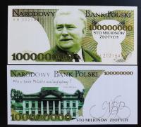 3372 - NBP 100 milionów 100000000 złotych Lecha Wałęsa