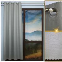 Zasłona dekoracyjna jednokolorowa z połyskiem, srebrna nitka szron 145x230