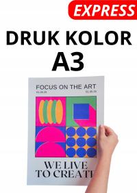 Wydruk, druk, ksero kolorowy A3 200 stron