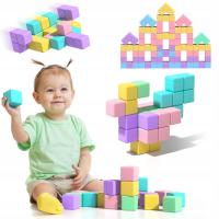 KLOCKI MAGNETYCZNE KOSTKA KOLOROWE SZEŚCIANY FIGURY 3D 45elementów