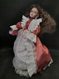 Lalka porcelanowa w sukience 50cm + stojak