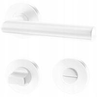 biała klamka UNO komplet do WC łazienkowa GRATIS