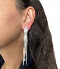 KLIPSY DO USZÓW SREBRNE DŁUGIE ŻMIJKI SZKLANE CYRKONIE KLASYCZNE EFEKTOWNE