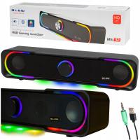 SOUNDBAR DO TELEWIZORA KOMPUTERA AUX USB PODŚWIETLANIE RGB LED GŁOŚNIKI 2.0
