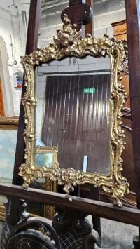 Antyk Stare Piękne Lustro Małe rama rzeźbiona