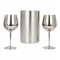 Wiaderko na lód ze stali nierdzewnej z kieliszkami do wina Stemmed Wszechstronny Argent