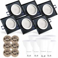 6x Oprawa Halogenowa Podtynkowa Kwadratowa Stała ŻARÓWKA GU10 6W SZKLANA