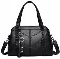Женская сумка черная элегантная большая сумка через плечо из искусственной кожи