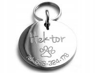 Adresówka identyfikator dla KOTA PSA grawer TRADYCYJNY okrągła lekka KOŁO