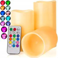 ŚWIECE ŚWIECA LED ŚWIECZKI NA PILOTA 3 SZT ZESTAW RGB