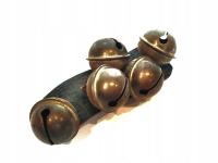 DZWONEK Kpl 5 szt. + OPRAWA - ZABYTKOWE ŻELAZNE DZWONKI JANCZARSKIE /2447