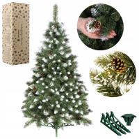 SZTUCZNA CHOINKA SOSNA OŚNIEŻONA DIAMENTOWA 120 cm PREMIUM STOJAK + GRATIS