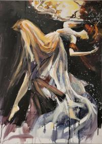 Akt Baletnica abstrakcja obraz olejny 70x50 Kosakowski