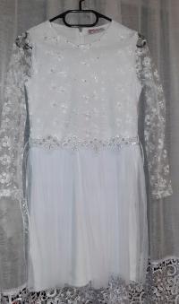 SUKIENKA BIAŁA Z KORONKĄ I PASKIEM KOMUNIA