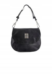 VENEZIA DAMSKA CZARNA TOREBKA SKÓRZANA Z OZDOBNYMI NITAMI