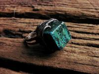 Chryzokola - regulowany witrażowy pierścionek