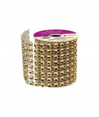 ZŁOTA TAŚMA DIAMENTOWA DIAMENTY PAS CYRKONIE DŻETY HAND MADE 5cmx2m