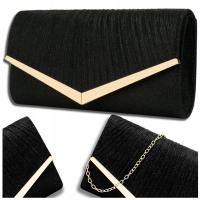 Torebka Wieczorowa Czarna Kopertówka Wizytowa Błyszcząca Ślub Wesele mała